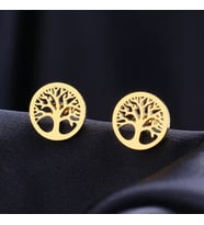 Kişiye Özel 925 Ayar Gümüş Hayat Ağacı Küpe (Gold)