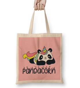 Pandacorn Panda Unicorn Rainbow Unicorn Bez Çanta Uzun Saplı