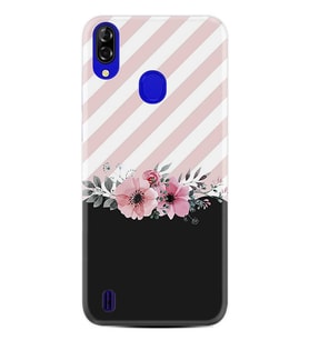 Reeder P13 Blue Kılıf Desenli Silikon Strip Pink Flowers