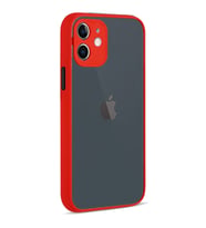 Apple iPhone 12 Montreal Arkası Şeffaf Sert Silikon Kılıf (Kırmızı)