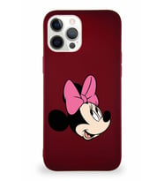 Apple iPhone 12 Pro Max Soft Premier Kapak Minnie Mouse-A Tasarımlı Silikon Kılıf - Mürdüm (Şeffaf)