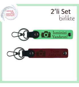 Doğa Fotoğrafçılığına Meraklıya Deri Hediye, Kişisel Yazı Eklenebilir Takım, Fıstık Yeşil-Bordo