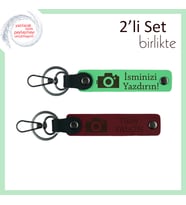 Doğa Fotoğrafçılığına Meraklıya Deri Hediye, Kişisel Yazı Eklenebilir Takım, Fıstık Yeşil-Bordo