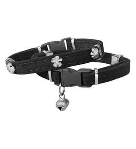 Markapet Kadife Kedi Boyun Tasması Yoncalı 20-32 cm Siyah