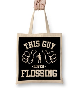 This Guy Loves Flossing Bez Çanta Uzun Saplı
