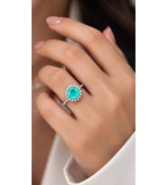 925 Ayar Gümüş Doğal Paraiba Taşlı Anturaj Yüzük