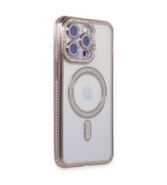 Iphone 14 Kılıf Joke Simli Magneticsafe Kılıf - Pembe