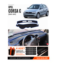 OPEL CORSA C (2001-2011) Uyumlu Torpido Örtüsü Torpido Kılıfı - Siyah Mavi