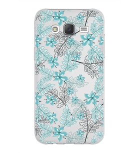 Samsung Galaxy J5 Kapak Floral Su Yeşili Tasarımlı Şeffaf Silikon Kılıf