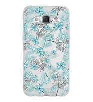 Samsung Galaxy J5 Kapak Floral Su Yeşili Tasarımlı Şeffaf Silikon Kılıf