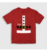 Presmono Unisex Çocuk Kırmızı Kostüm Noel Baba Santa Claus Yılbaşı T-Shirt 270002tt