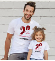 BK Gift 29 Ekim Tasarımlı 2’li Baba-Kız Beyaz Tişört-8, 29 Ekim Hediyesi, Trend Tişört, 100.Yıl Hediyesi