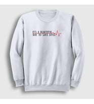 Presmono Unisex Beyaz Save Lives Hediye Hemşire Doktor Sweatshirt 472122tt (Beyaz)