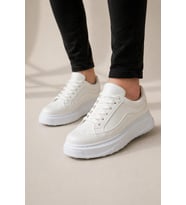 JY507 Dara Bağcıklı Cilt Erkek Günlük Sneaker Ayakkabı CBT Beyaz