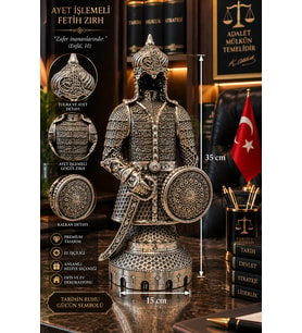 AYET İŞLEMELİ FETİH GÜMÜŞ RENKLİ ZIRH 35cm