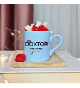 Doktor Tasarımlı Kişiye Özel Mavi Türk Kahvesi Fincan