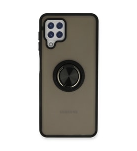 Galaxy A22 Kılıf Montreal Yüzüklü  Kapak - Siyah