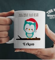 Baykuş Tasarımlı Yılbaşı Hediyesi Kupa