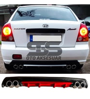 Hyundai Accent Admire Difüzör Arka Tampon Eki 4 Egzoz Çıkışlı Kırmızı Lüx Tip