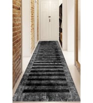 Dijital Baskılı Kaymaz Taban Yıkanabilir Modern Yolluk Ve Koridor Halısı NDU-SD-247 (Siyah)