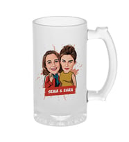 En Yakın Kız Arkadaşa Hediye Karikatürlü Bira Bardağı