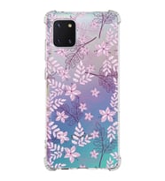 Samsung Galaxy A81  Köşe Korumalı Antişok Kapak Floral Pudra Tasarımlı Şeffaf  Kılıf