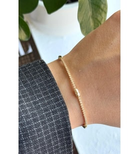 Full Su Yolu Çoklu Slim Zirkon Taşlı Gold Kadın Çelik Bileklik Kararmaz Renk Atmaz