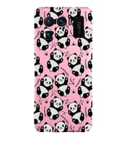 Xiaomi Mi11 Ultra Uyumlu Lansman Kılıf Panda Tasarımlı İçi Kadife Kapak-Pembe (Şeffaf)