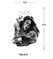 HB-819 ORTA BOY KADIN VE ARABA DESEN GEÇİCİ DÖVME-TATTO