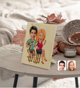 BK Gift Kişiye Özel Sevgililer Karikatürlü Dekoratif Ahşap Çerçeve Model 51