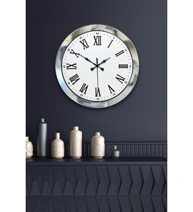 36 Cm Krom Metal Roma Rakamli Duvar Saati