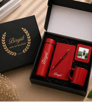 Kişiye Özel isimli defter kalem fincan fotoğraf  Kırmızı set (Y.Kırmızı)