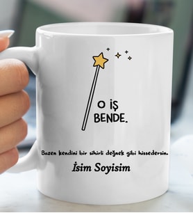 Komik - Esprili Kupa O İŞ BENDE Tasarımlı İsim Soyisim Yazılı Kişiye Özel Kupa Bardak