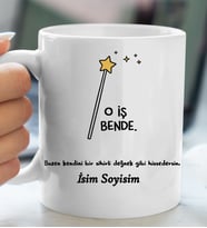 Komik - Esprili Kupa O İŞ BENDE Tasarımlı İsim Soyisim Yazılı Kişiye Özel Kupa Bardak