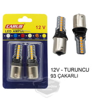 Carub Düz-Çakarlı Park Stop Sinyal Ampulü Tek Duy 12 Led Fren Lambası 12V 93 Turuncu