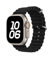 Apple Watch Ultra 49mm Uyumlu Kordon Ocean Silikon Yumuşak Esnek Metal Tokalı Zore KRD-75 Kayış (Siyah)