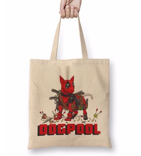 Dogpool Pug Köpek Bez Çanta Uzun Saplı