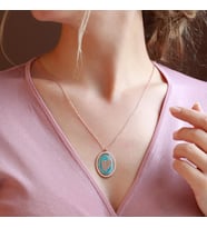 Bebek Ayak İzi Mine İşli Rose Gold Kaplama Gümüş Kolye