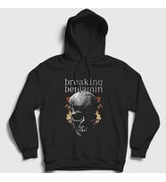 Presmono Unisex Siyah Fire Skull Breaking Benjamin Kapüşonlu Sweatshirt 379538tt