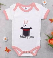 BK Kids Kişiye Özel Pembe Bebek Body Zıbın - Model 184
