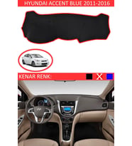 Hyundai Accent Blue 2011-2016 Için Uygun Torpido Koruma Halısı Siyah Kenar Renk Kırmızı