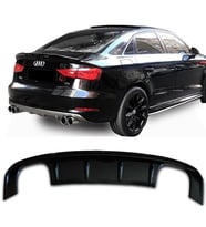 Audi A3 8V Sedan S3 Difüzör Difizör Plastik Parlak Siyah Çift Çıkış 2012-2016 Arka-bodykit-ek-karlık