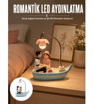 Romantik Sandal Üzerinde Çift Figürü LED Gece Lambası Masa Dekoru Yeni Nesil