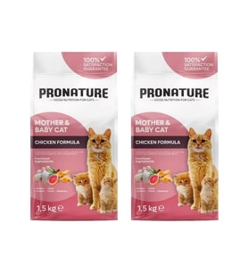 Pronature Mother & Baby Tavuk Etli Kuru Kedi Maması 1,5 Kg*2 Adet (Kahverengi)