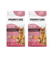 Pronature Mother & Baby Tavuk Etli Kuru Kedi Maması 1,5 Kg*2 Adet (Kahverengi)