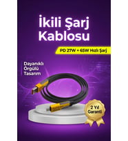 120w Şarj Destekli 3’ü 1 Arada Çoklu Şarj Kablosu – 1.2 Metre