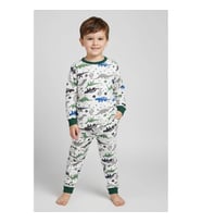 Erkek Çocuk Dinazor Desenli%100 Pamuklu Pijama Takımı  1/8 Yaş (Yeşil)