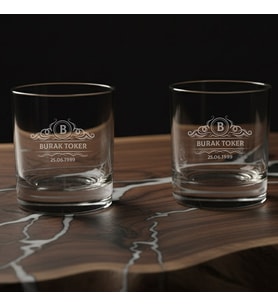 Kişiye Özel 2’li Kristal Kesim Scottish Malt Whiskey Bardağı Seti