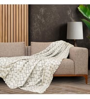 SoftMicro İskandinav Desenli 130x180 cm Koltuk Örtüsü Şalı,  Kanepe Örtüsü, Tv Battaniyesi Gri