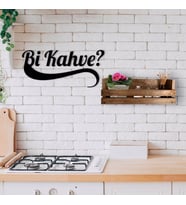 BK Home Dekoratif Doğal Ahşap Raf ve Bi Kahve Duvar Süsü-3 (Beyaz)